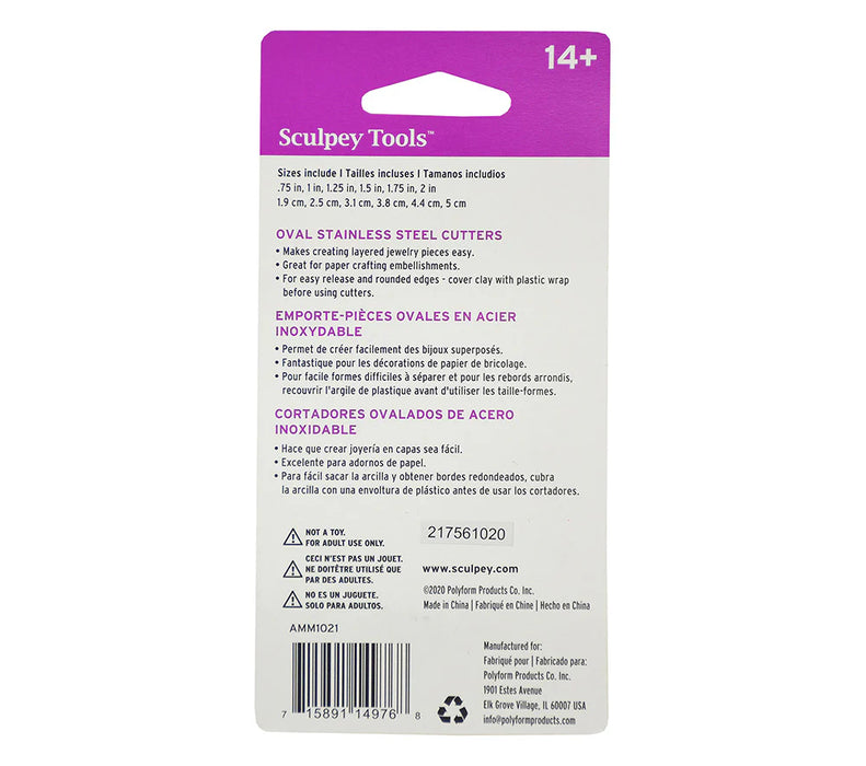 Sculpey Tools Graduated Cutters: Oval, 6 pc
