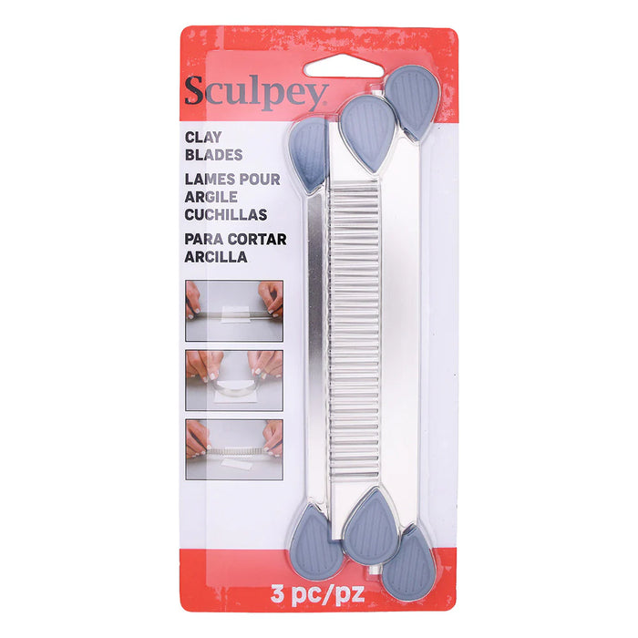 Sculpey: Tools Clay Blades Set of 3 - Stainless-Steel, Type Blades: Rigid - Wavy - Flexible, Snap On Handles, Cutting Tool, Arts & Crafts Supplies