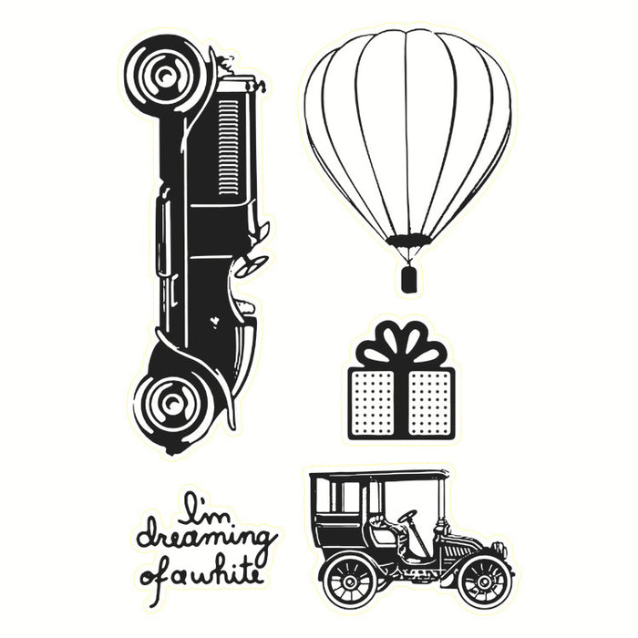 Doodles - Clear Stamps- Vintage Cars and Hot air Baloon