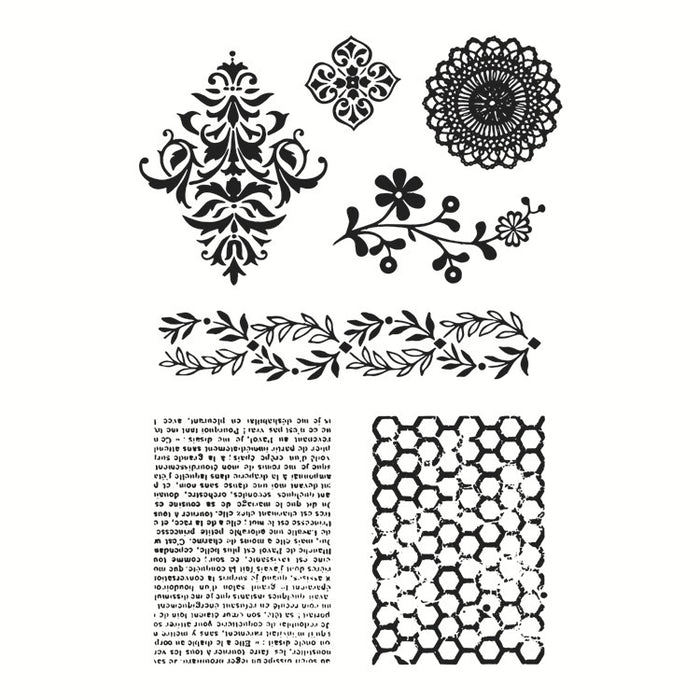 Doodles - Clear Stamps-Honeycomb and Floral