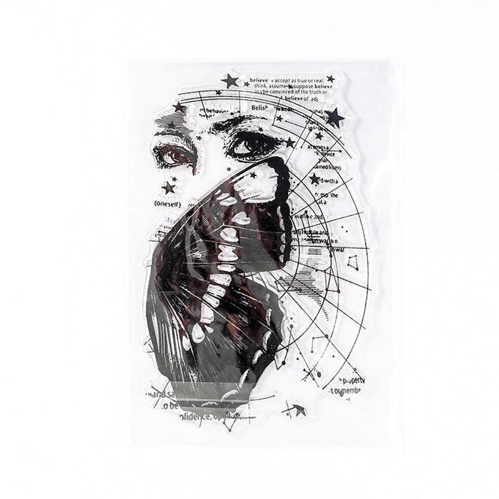 Doodles - Clear Stamps- Butterfly Wing, Text and Stars