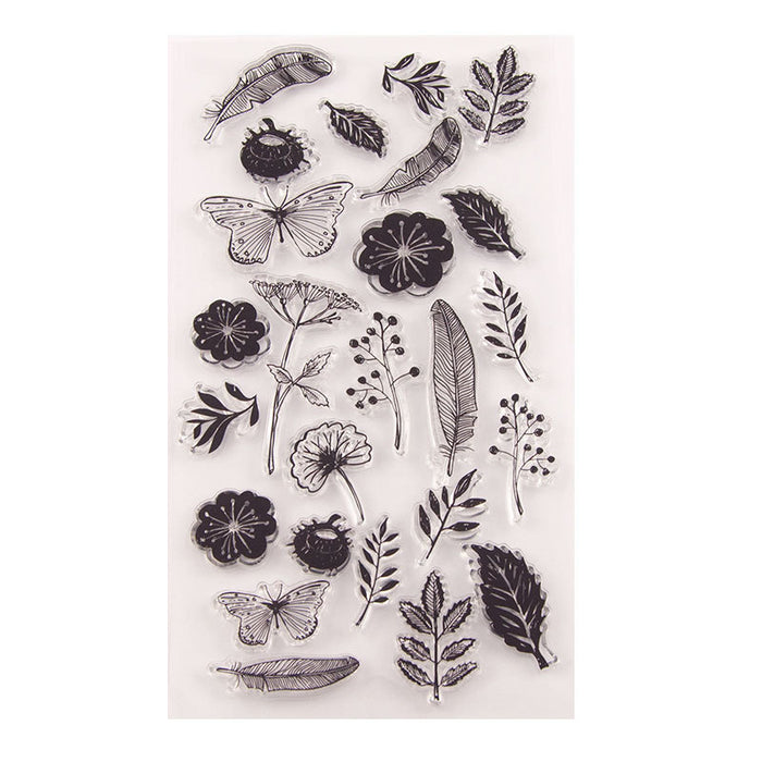 Doodles - Clear Stamps-Leaves,Feathers and Florals