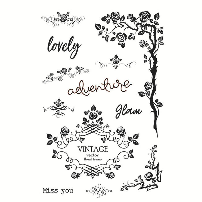 Doodles - Clear Stamps-Words and Floral Frames