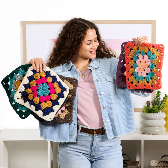 Bernat Blanket All In One Blanket Granny Square Yarn - Asphalt