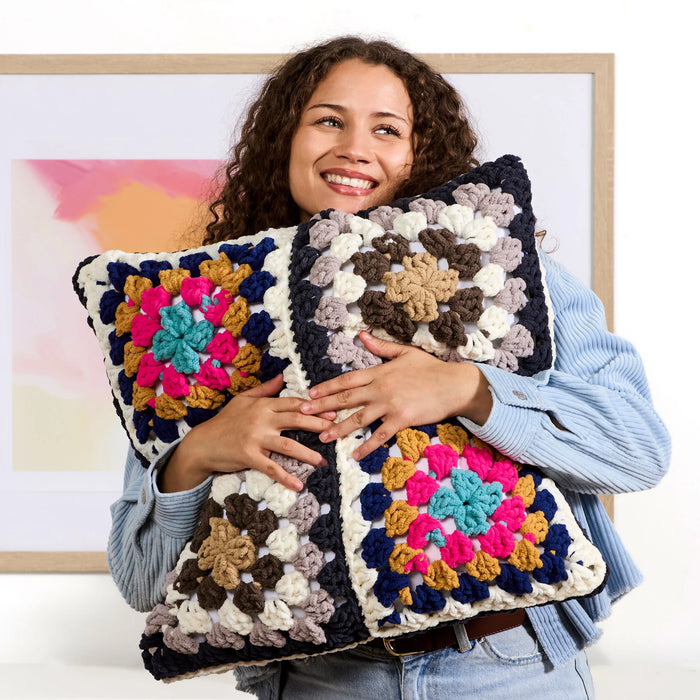 Bernat Blanket All In One Blanket Granny Square Yarn - Asphalt