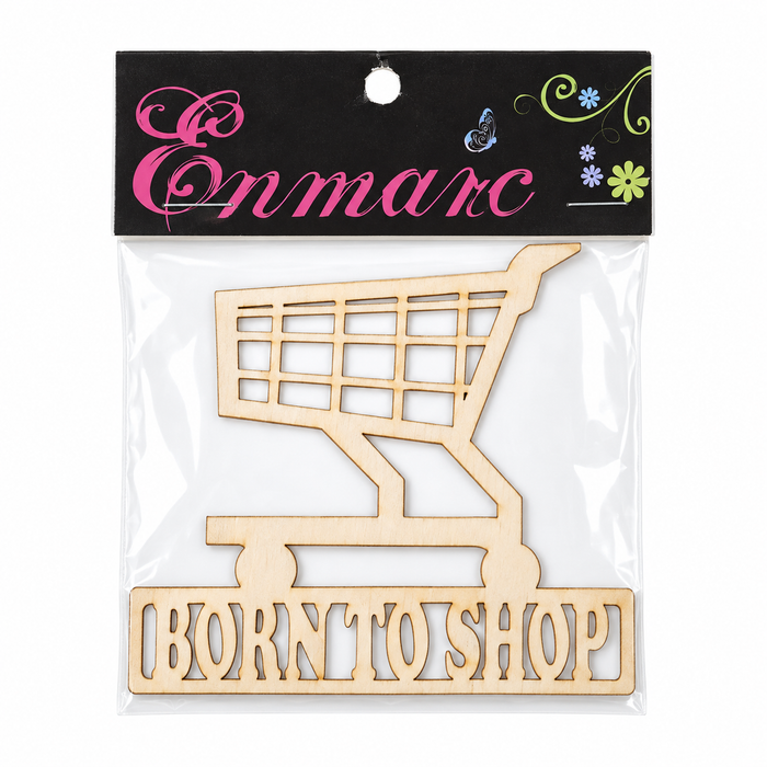 Doodles - Enmarc - "Born to Shop" Chipboard Embellishment