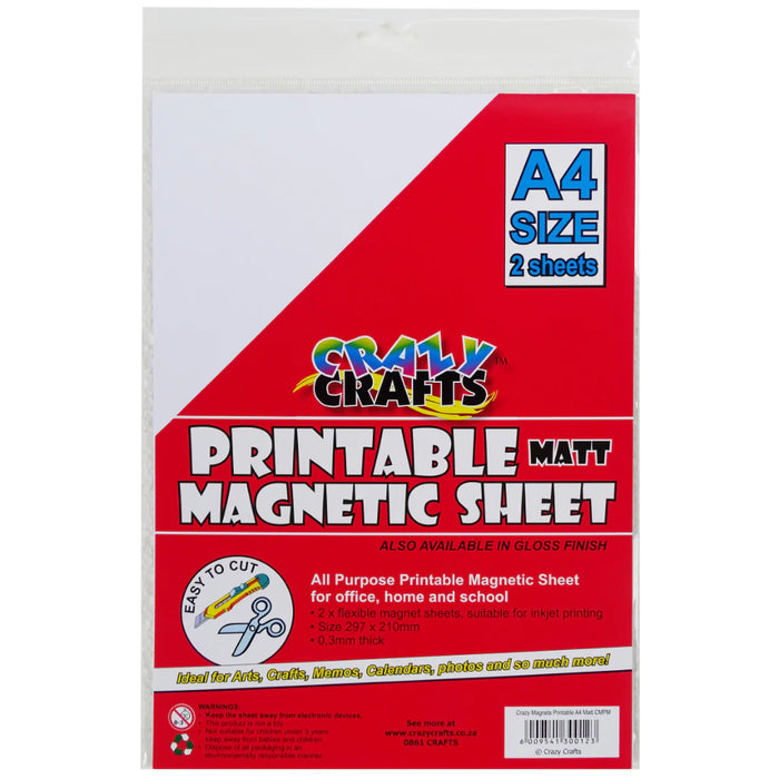 Crazy Crafts- Printable - Magnetic Sheet A4 - Matt