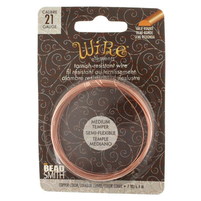 Beadsmith - Half Round Copper Wire 21 Gauge - 7 Yards