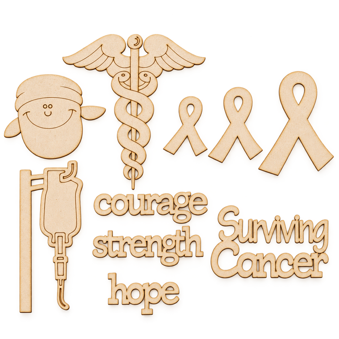 Doodles - Enmarc - "Fighting Cancer Set" Chipboard Embellishment