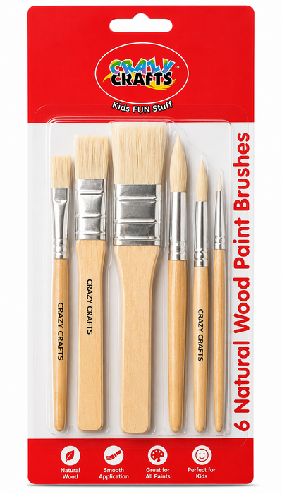 Crazy Crafts - Assorted Art Paint Brushes 6pcs
