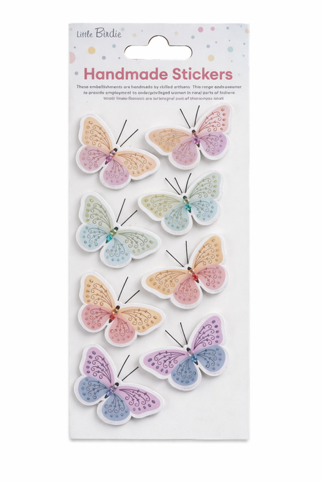 Little Birdie 3D Sticker Embellishment-Self-Adhesive Handmade Vivid Butterflies 8pc