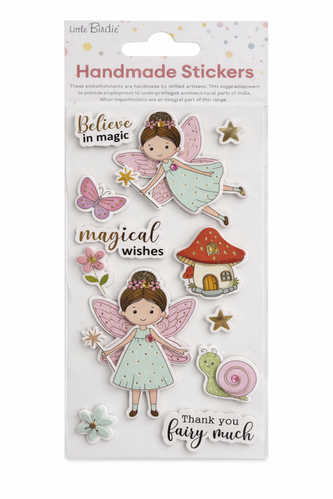 Little Birdie 3D Sticker Embellishment-Self-Adhesive Foil Handmade Magical Wishes 12pc
