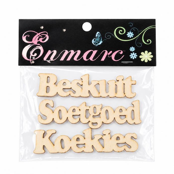 Doodles - Enmarc - Afrikaans Baking Words Chipboard Embellishments – 3 Pack