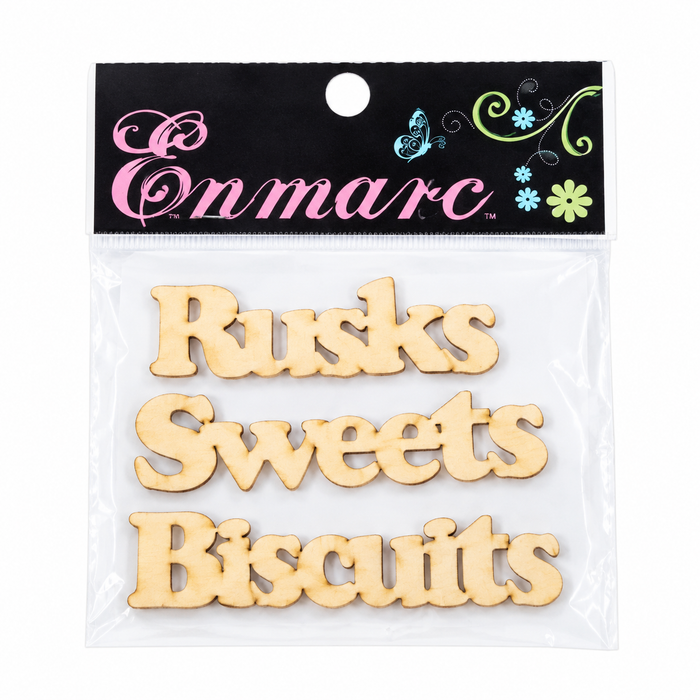 Doodles - Enmarc - English Baking Words Chipboard Embellishments – 3 Pack