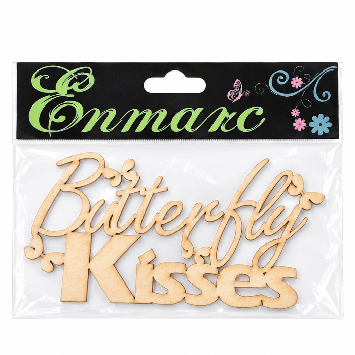 Doodles - Enmarc - “Butterfly Kisses” Chipboard Script Embellishment