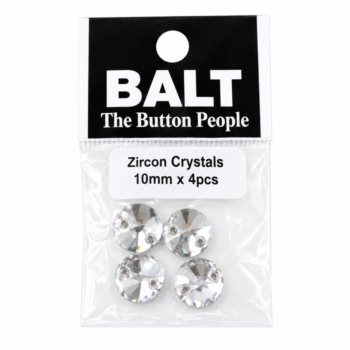 Doodles - Round Zircon Sew-On Gemstones Embellishments 10mm – 4 Pieces