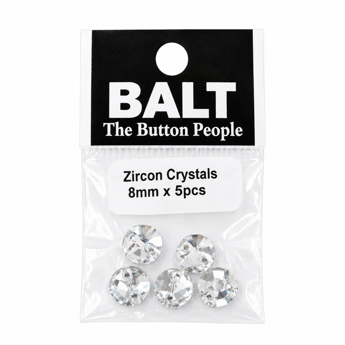 Doodles - Round Zircon Sew-On Gemstones Embellishments 8mm – 5 Pieces