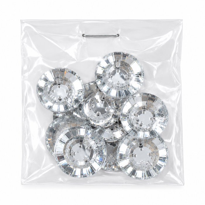 Balt - Round Faceted Crystal Rhinestone Sewing Buttons, 25mm – 6 Pieces