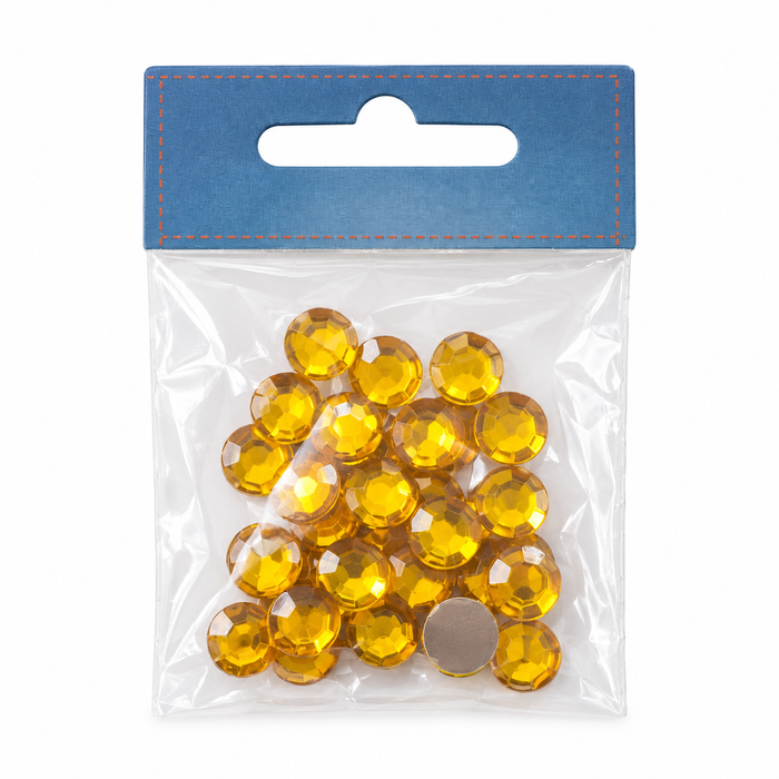 Balt - Loose Flatback Craft Rhinestones, 10mm, Yellow Gold, 25 Pack