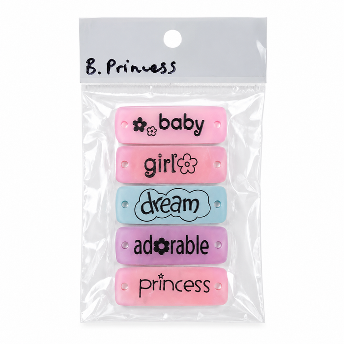 Doodles - B.Princess - Acrylic Rectangle Word Beads – 5 Designs