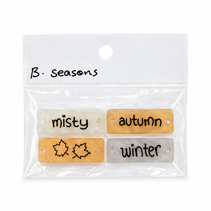 Doodles - B. Seasons - Acrylic Rectangle Seasonal Word & Picture Beads – 4 Designs