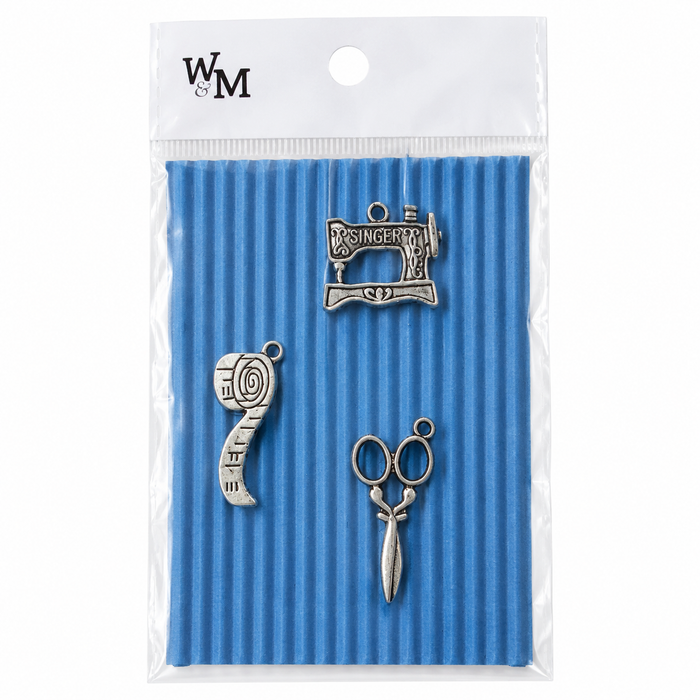 Doodles - Wilson & Maclagan - Sewing-Themed Metal Embellishments – 20mm, 3 Pack