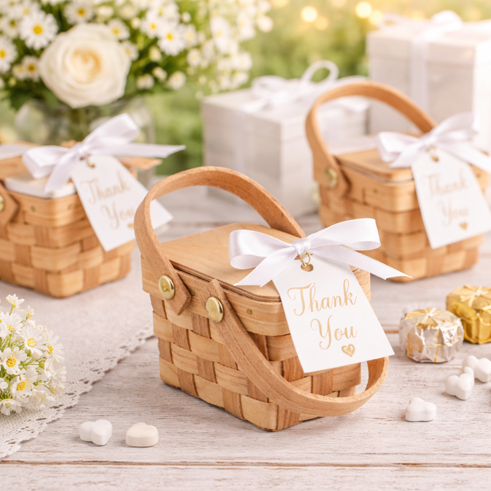 Weddingstar - Miniature Woven Picnic Basket Favor - Set of 6