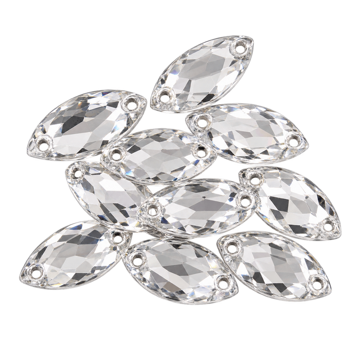 Doodles - Navette Crystal Sew-On Rhinestones Embellishments 12mm – 10 Pieces