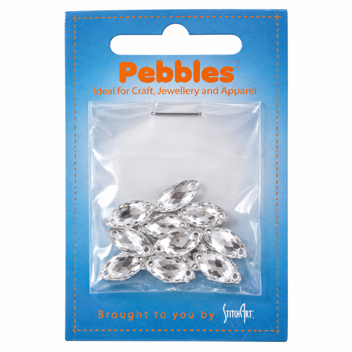 Doodles - Navette Crystal Sew-On Rhinestones Embellishments 12mm – 10 Pieces