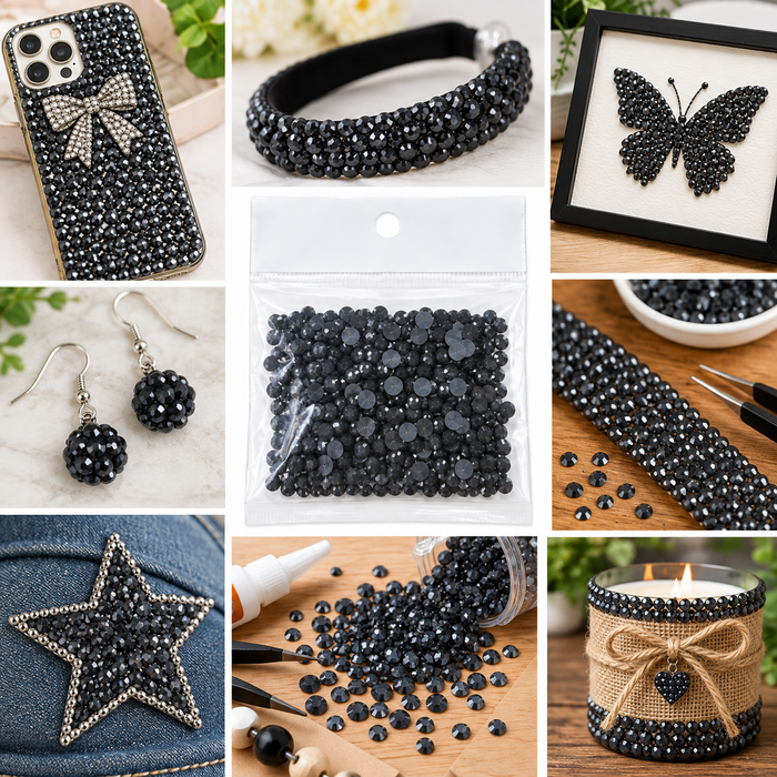 Doodles - Flat Back Acrylic Pearls - 5mm - Black (+- 500)