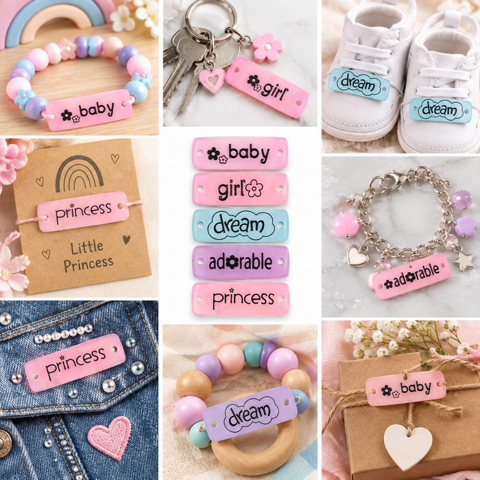 Doodles - B.Princess - Acrylic Rectangle Word Beads – 5 Designs