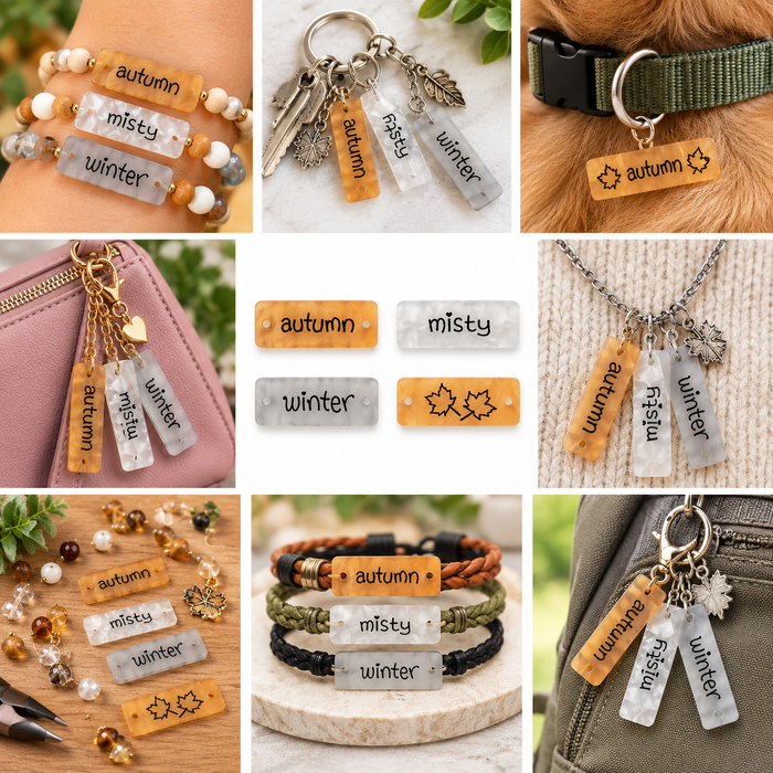 Doodles - B. Seasons - Acrylic Rectangle Seasonal Word & Picture Beads – 4 Designs