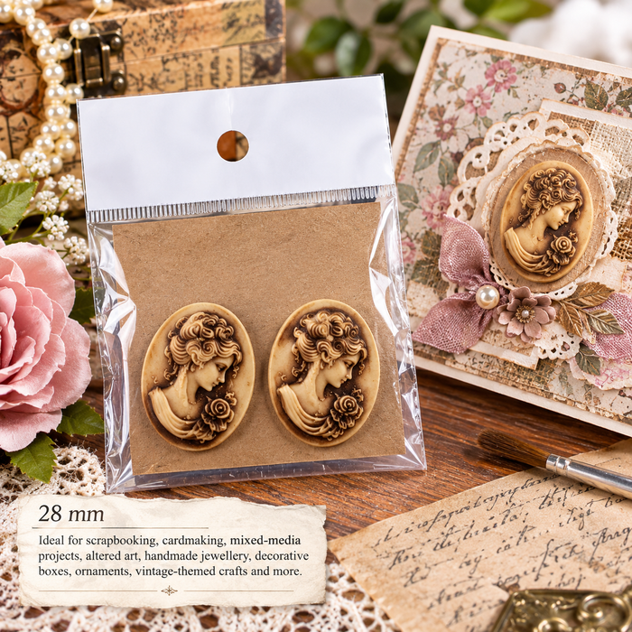 Doodles - Something Blue - Vintage-Inspired Wooden Cameo Embellishments – 28mm, 2 Pack
