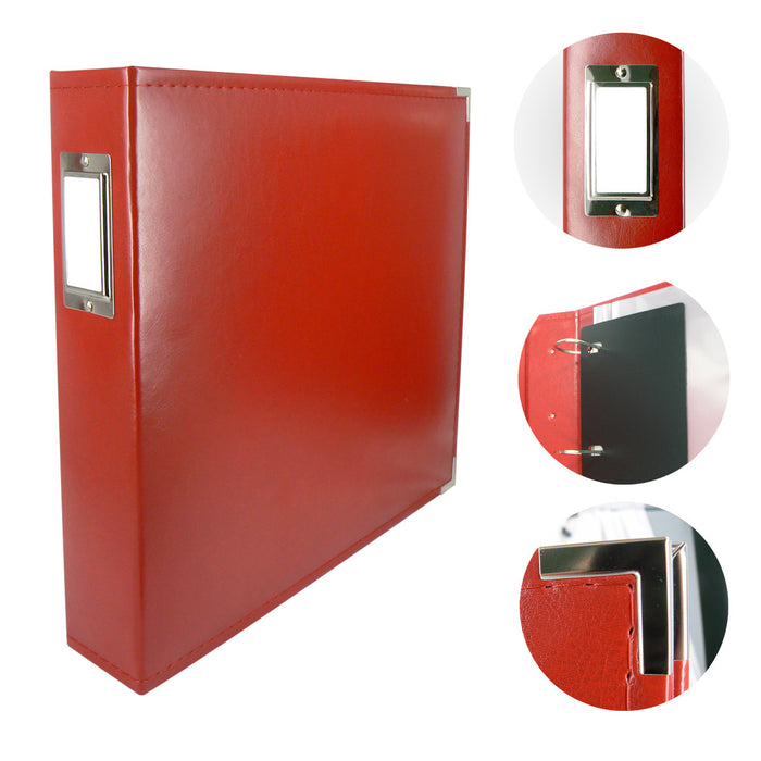 Creations - Couture 12"x12" D-Ring Leather Album - Red