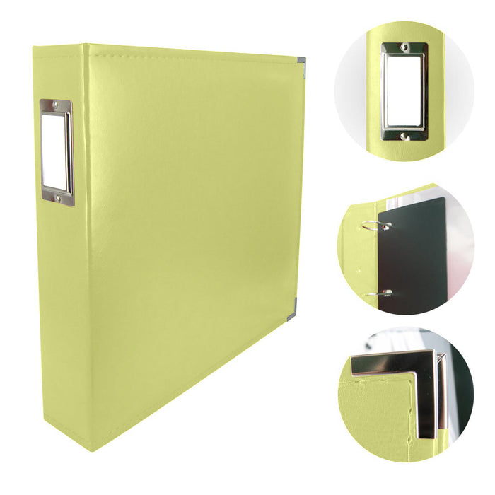 Creations - Couture 12"x12" D-Ring Leather Album - kiwi Green