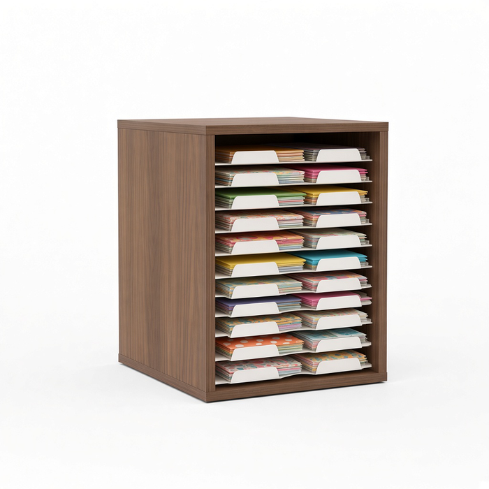 Doodles Best Craft Organizer - Crafting Stackable Storage Cube - Paper Shelves - Wood Grain and White
