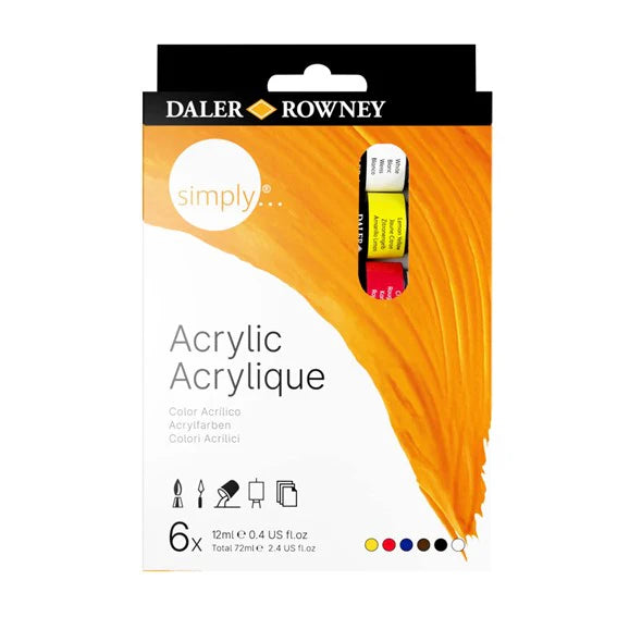 Daler-Rowney - Simply Acrylic Set - 6 x 12ml