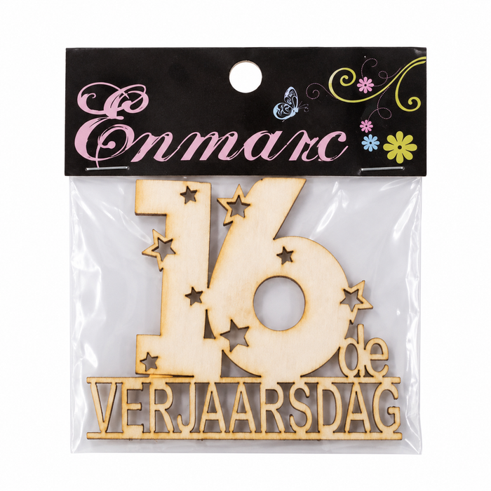 Doodles - Enmarc - "16de Verjaarsdag" Chipboard Embellishment