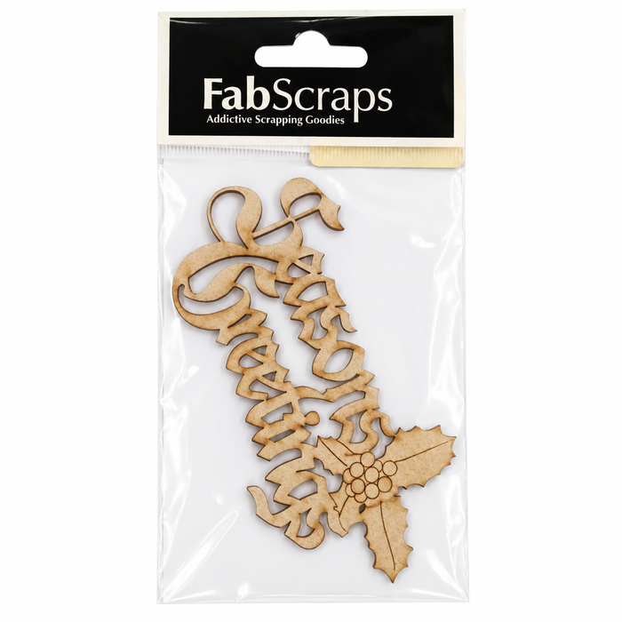 Doodles - FabScraps - “Season’s Greetings” Chipboard Script Embellishment