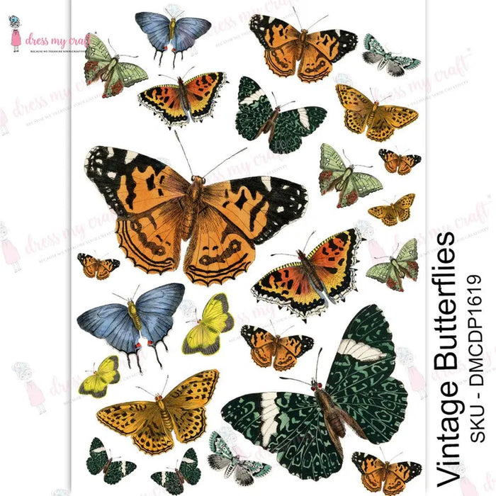 Dress My Crafts - Transfer Me Sheet A4- Vintage Butterflies