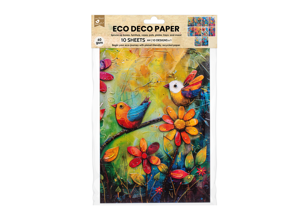 Little Birdie - Eco Déco Paper - Whimsy Garden A4 size 10 design x 1 10 sheets