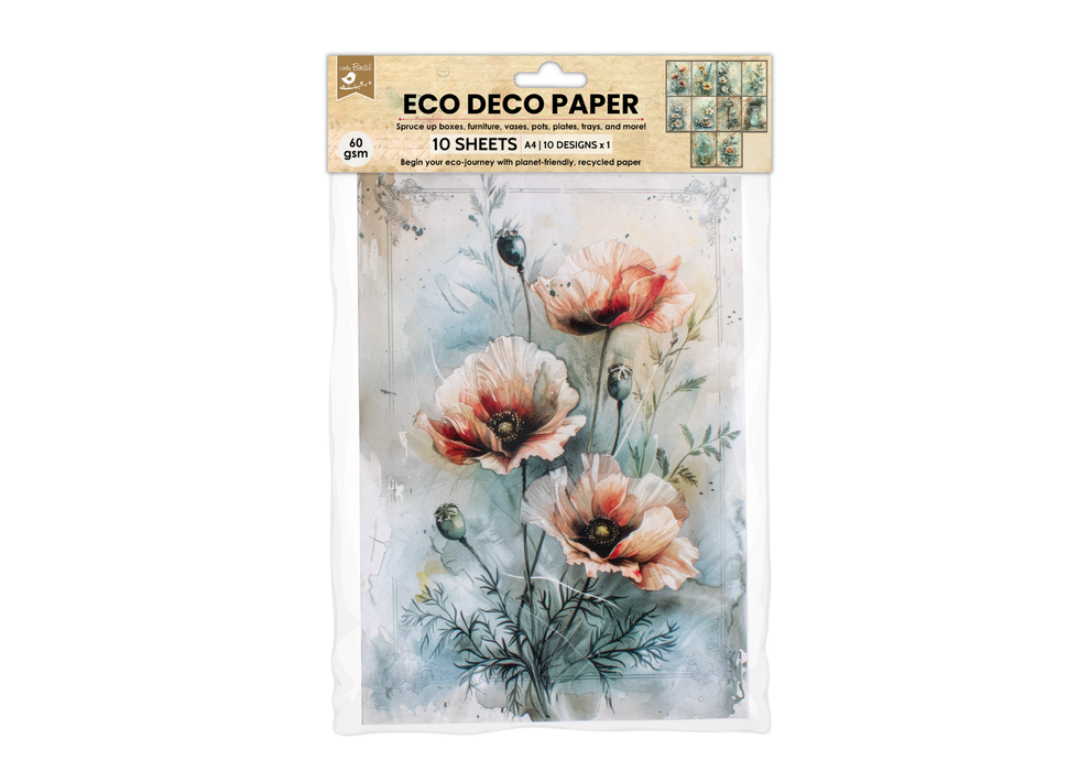 Little Birdie - Eco Déco Paper - Floral Fusion A4 size 10 design x 1 10 sheets