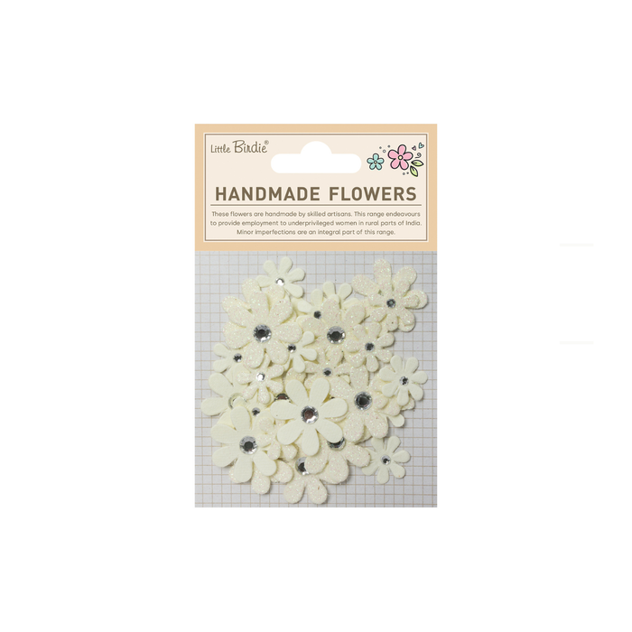 Little Birdie - Handmade Flowers Sparkle Florettes - Ivory Pearl 30pc