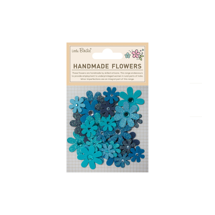Little Birdie - Handmade Flowers Sparkle Florettes - Blue Sky 30pc