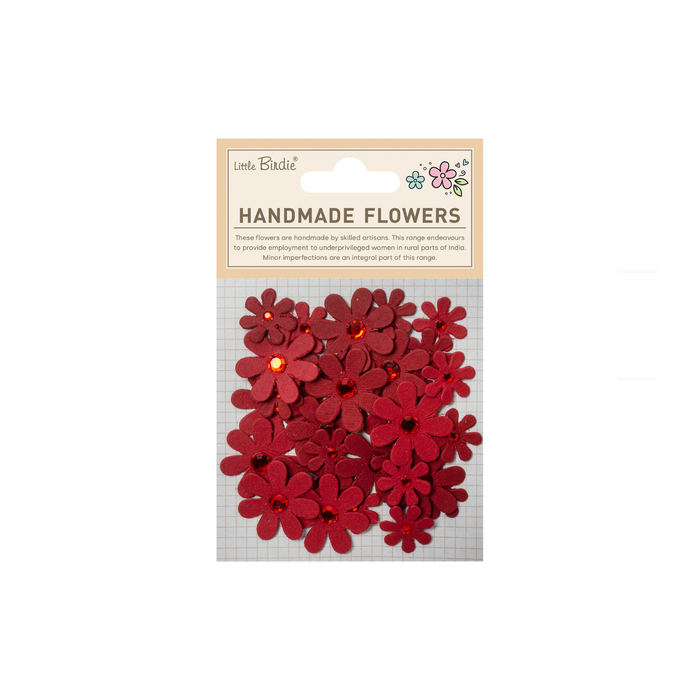 Little Birdie - Handmade Flowers Sparkle Florettes - Cardinal Red 30pc