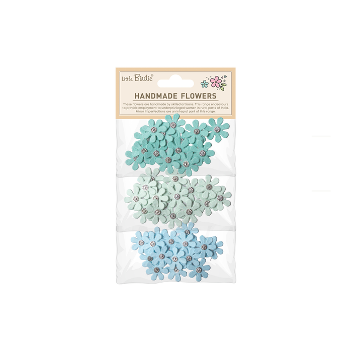Little Birdie - Handmade Flowers Luna - Teal Vibes 45pcs