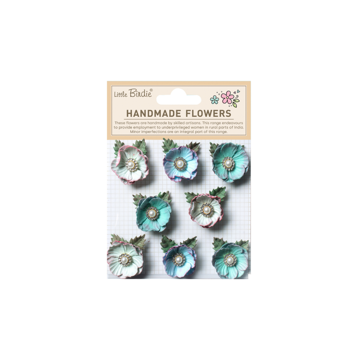 Little Birdie - Handmade Flowers Butter Cup - Teal Vibes 8pcs