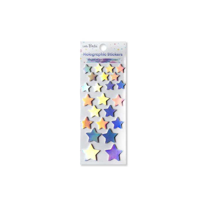 Little Birdie 3D Sticker Embellishments-Holographic  Rainbow Star, 23pc