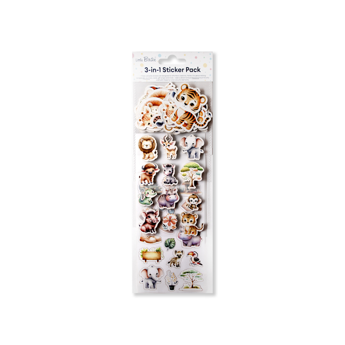 Little Birdie 3D -3 in 1 Pack - Stickers, Embellishments & Ephemera - Animal Safari