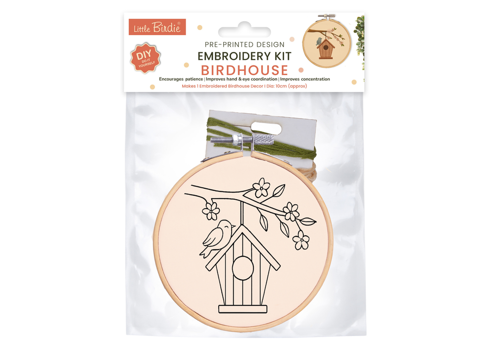 Little Birdie - DIY Embroidery Kit -  Bird House